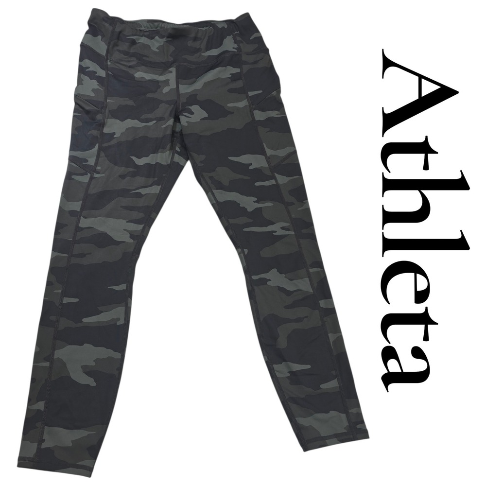 Athleta Ultimate Stash Pocket Camo 7/8 Tight Leggings Green Gray 405480-02 M